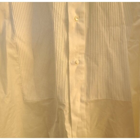 Brioni Men's White Pleated Tuxedo Shirt Made Italy Size L 16 French cuffs white - Picture 12 of 12